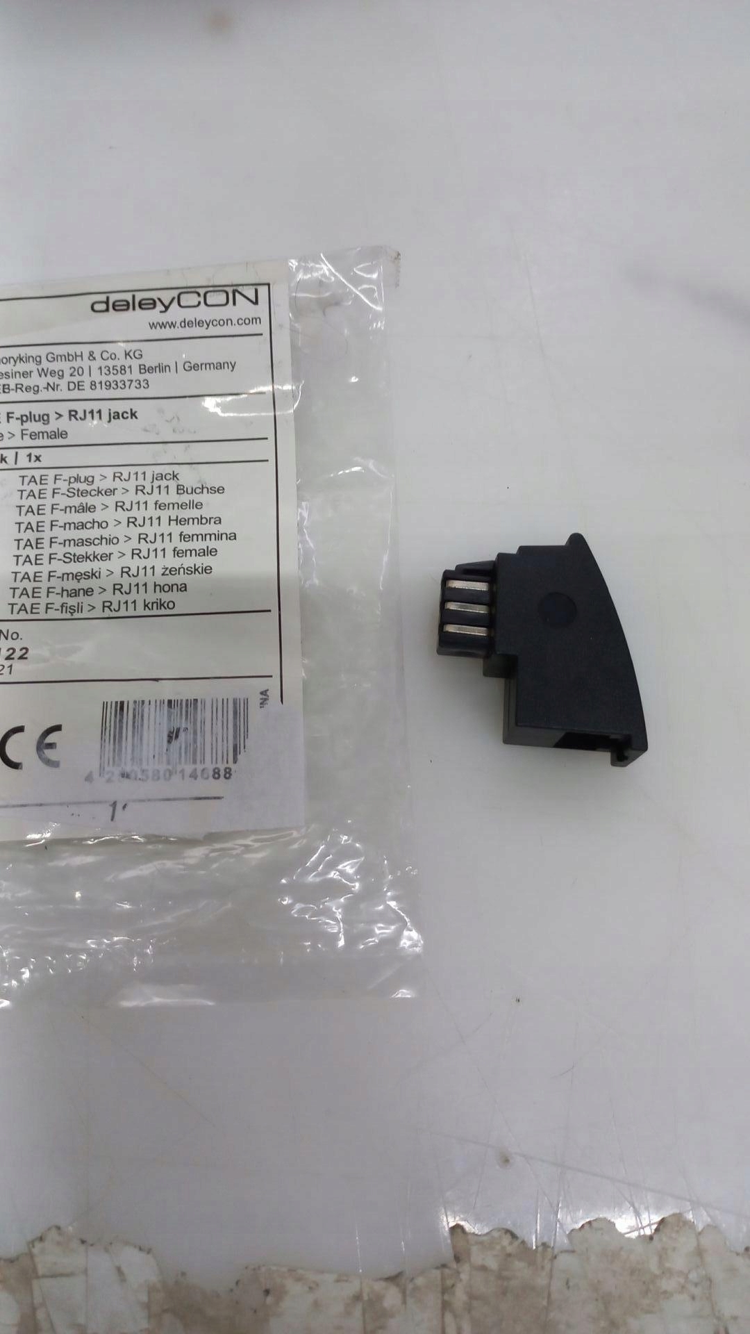 deleyCON Telefon Adapter Stecker TAE-F Stecker auf RJ11 Buchse