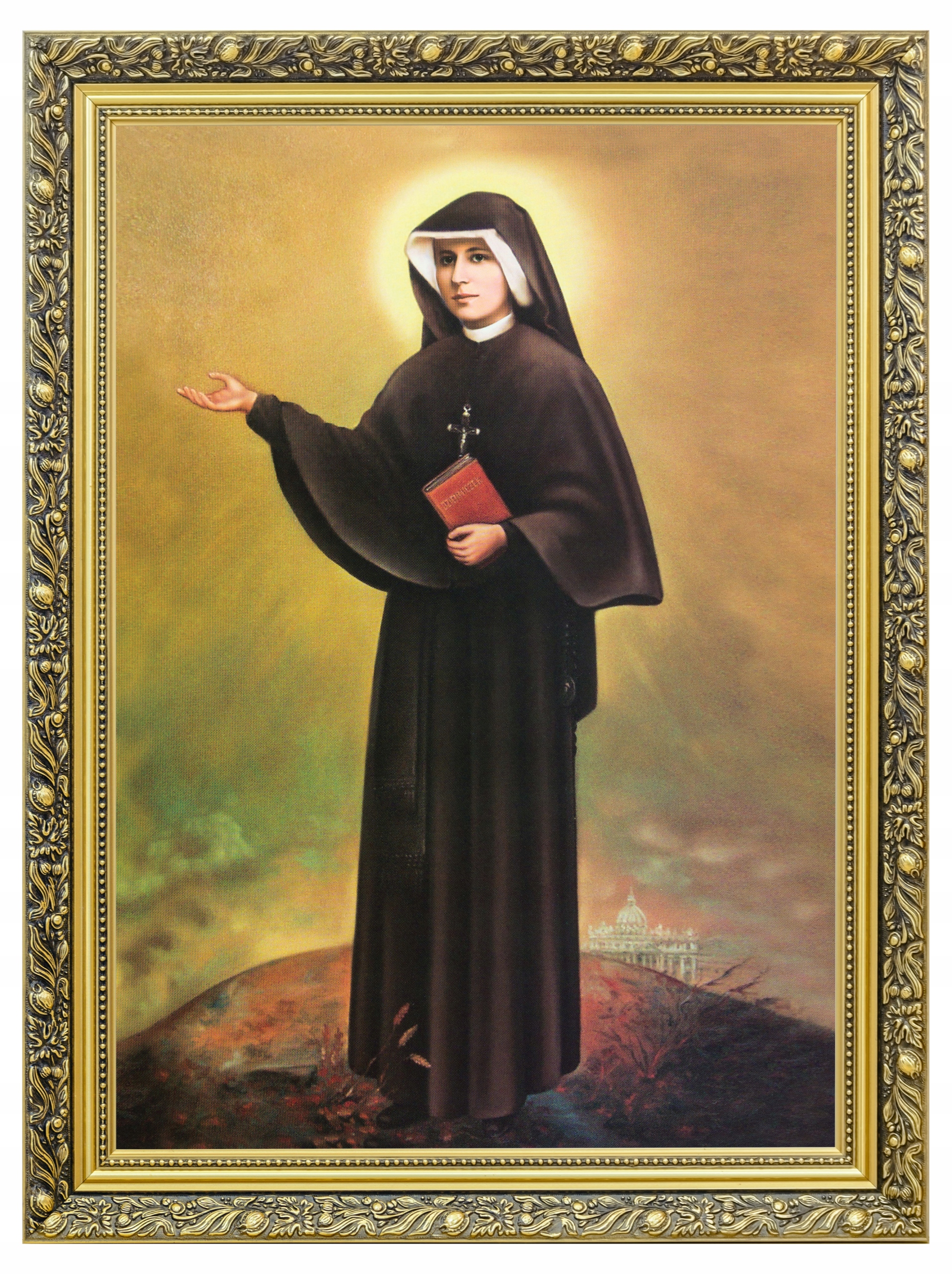 Svätá Sestra Faustína Obraz Plátno Zlatá Rám 60x80