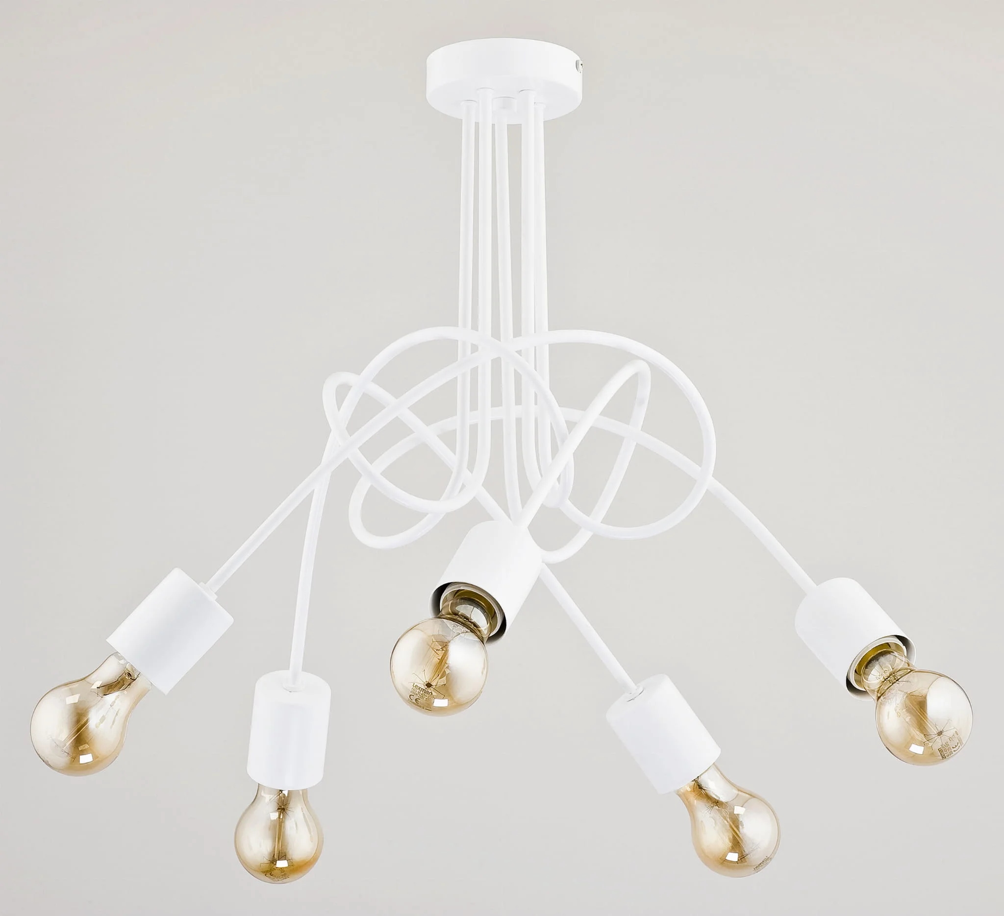 Bílý kovový loftový lustr do obývacího pokoje v ložnici, 5 bodů Alfa