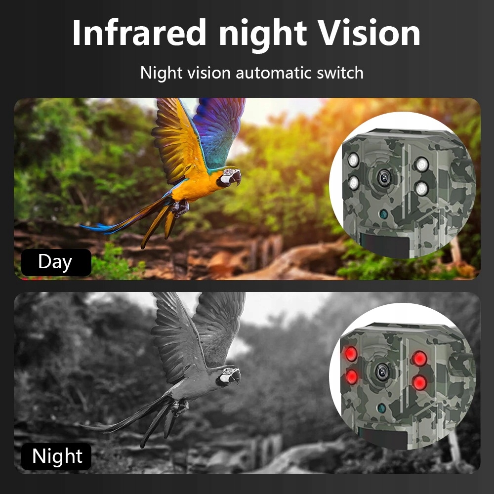 Fotopułapka 4G Lte z Aplikacją i Panelem Solarnym Liczba diod podczerwieni 40