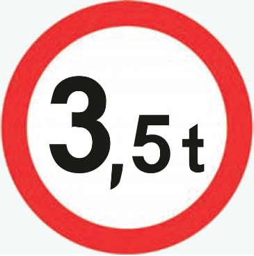 Znak wjazdu powyżej 3,5t ocynk. B-18 600, I gen.