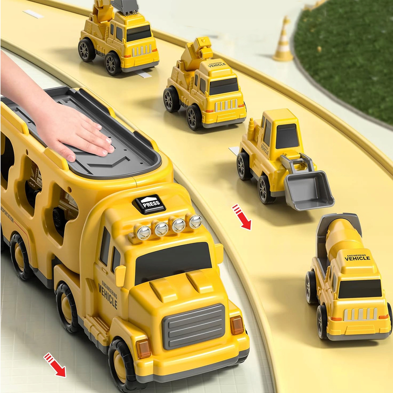 CIĘŻARÓWKA LAWETA POMOC DROGOWA AUTA ZESTAW 6 AUT KOPARKA BETONIARKA 7W1 Minimalny wiek dziecka 3