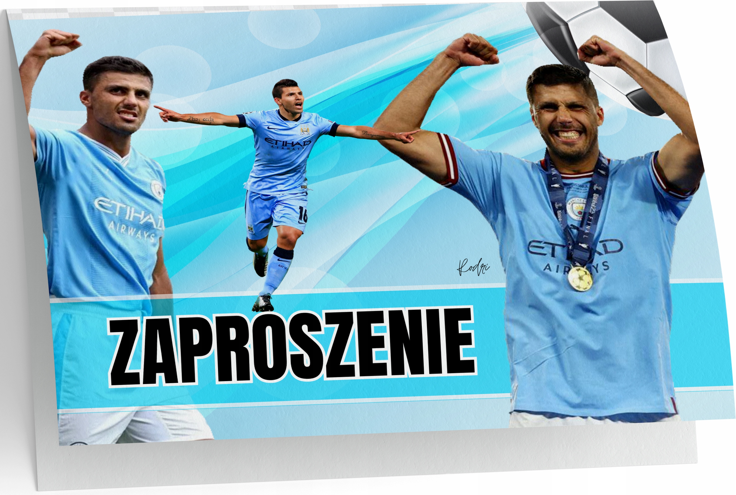 ZAPROSZENIE RODRI MANCHESTER CITY PIŁKARZE ZAPROSZANIA URODZINOWE 20x15 cm