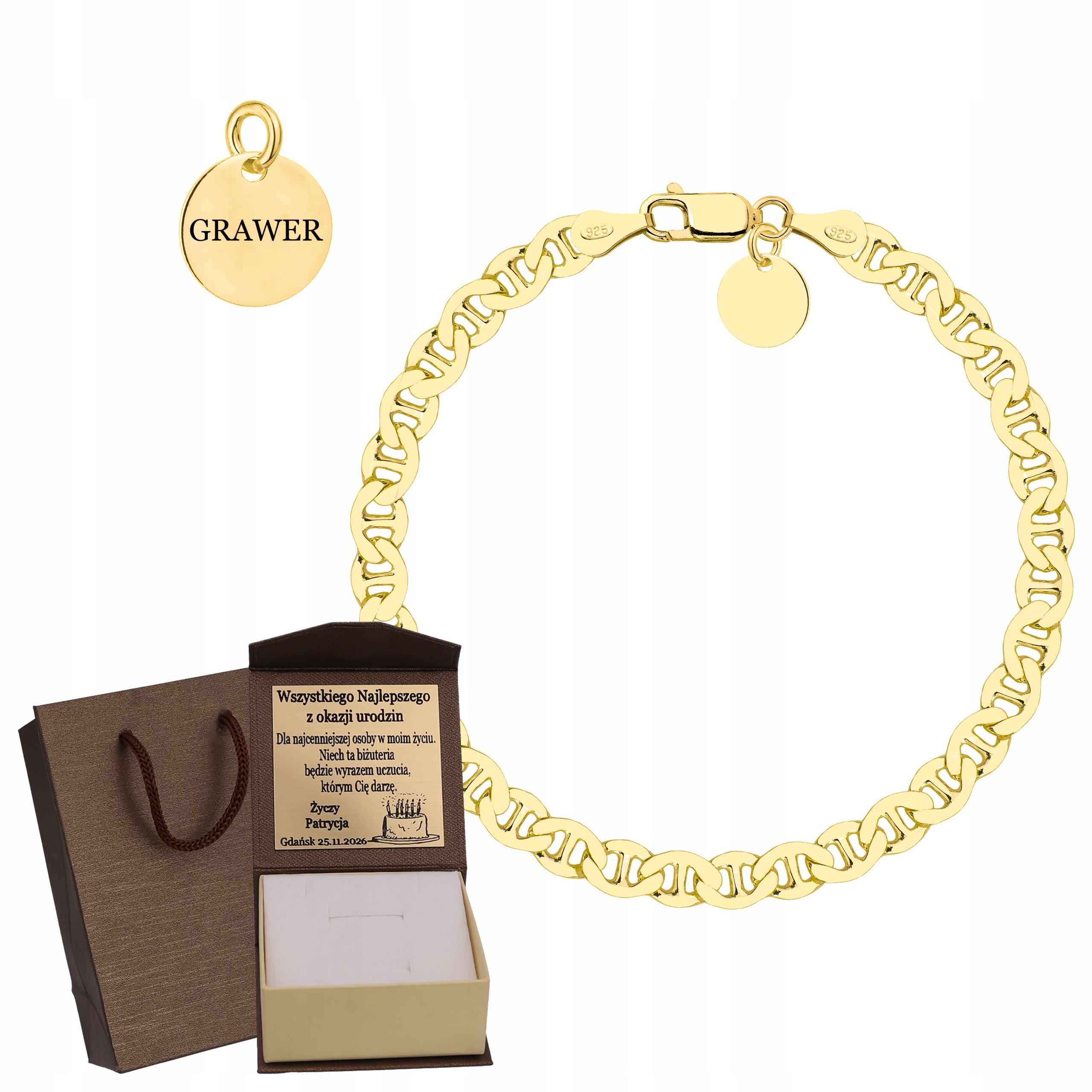 Pánský Náramek Ryzost 925 585, Gravírování Bonus