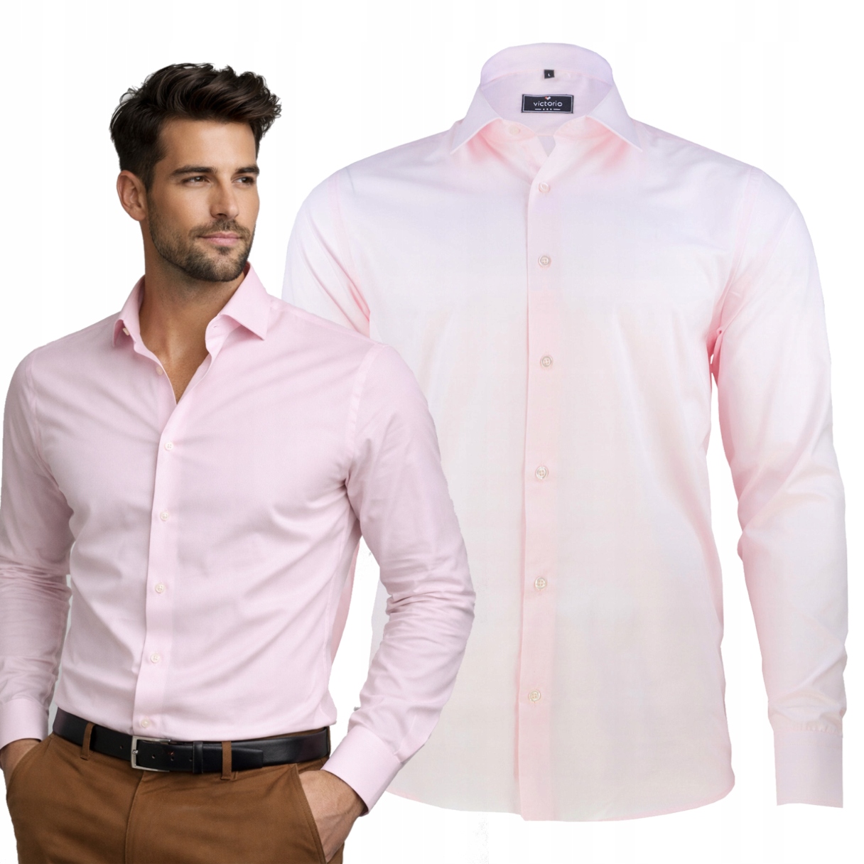 Koszula męska różowa wizytowa rozciągliwa Z Elastanem slim M elastan