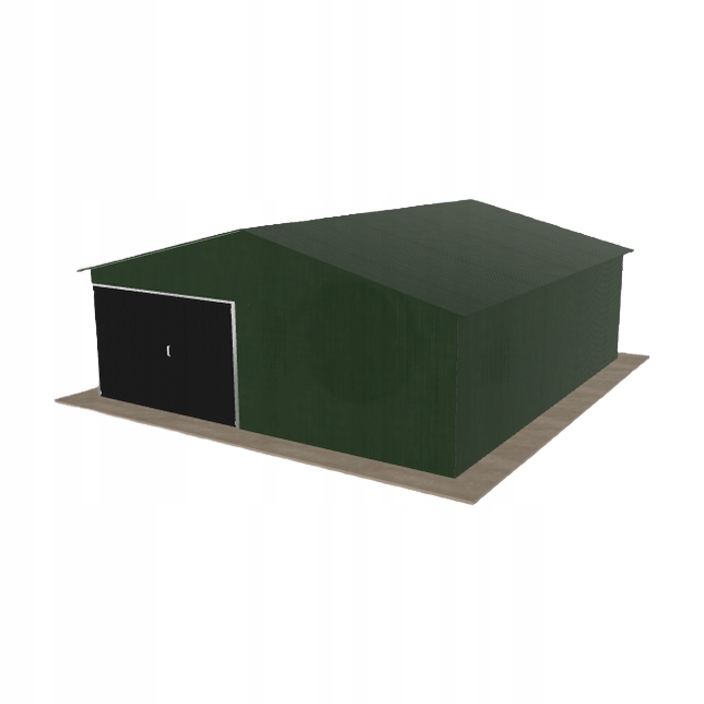 Plechová garáž 6.5 x 7 m jednopolohová, dvouspádová, zelená