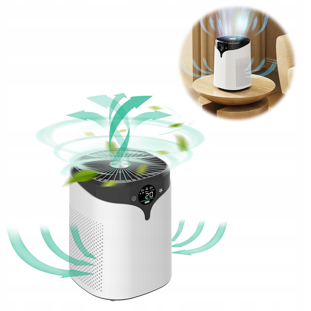 Kompaktowy Oczyszczacz Powietrza Głębokie Oczyszczanie Cyfrowy Wyświetlacz