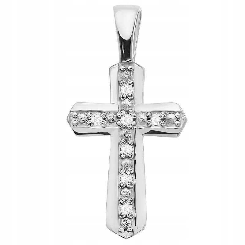 Zlatý Kříž Křížek 585 s brilianty 0,035 ct 14k Krabička