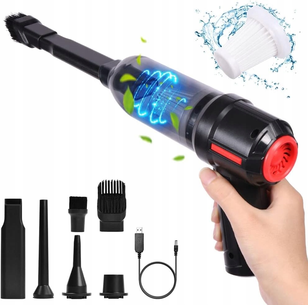 ODKURZACZ SAMOCHODOWY BEZPRZEWODOWY RĘCZNY MOCNY 120W KOŃCÓWKI 9000PA