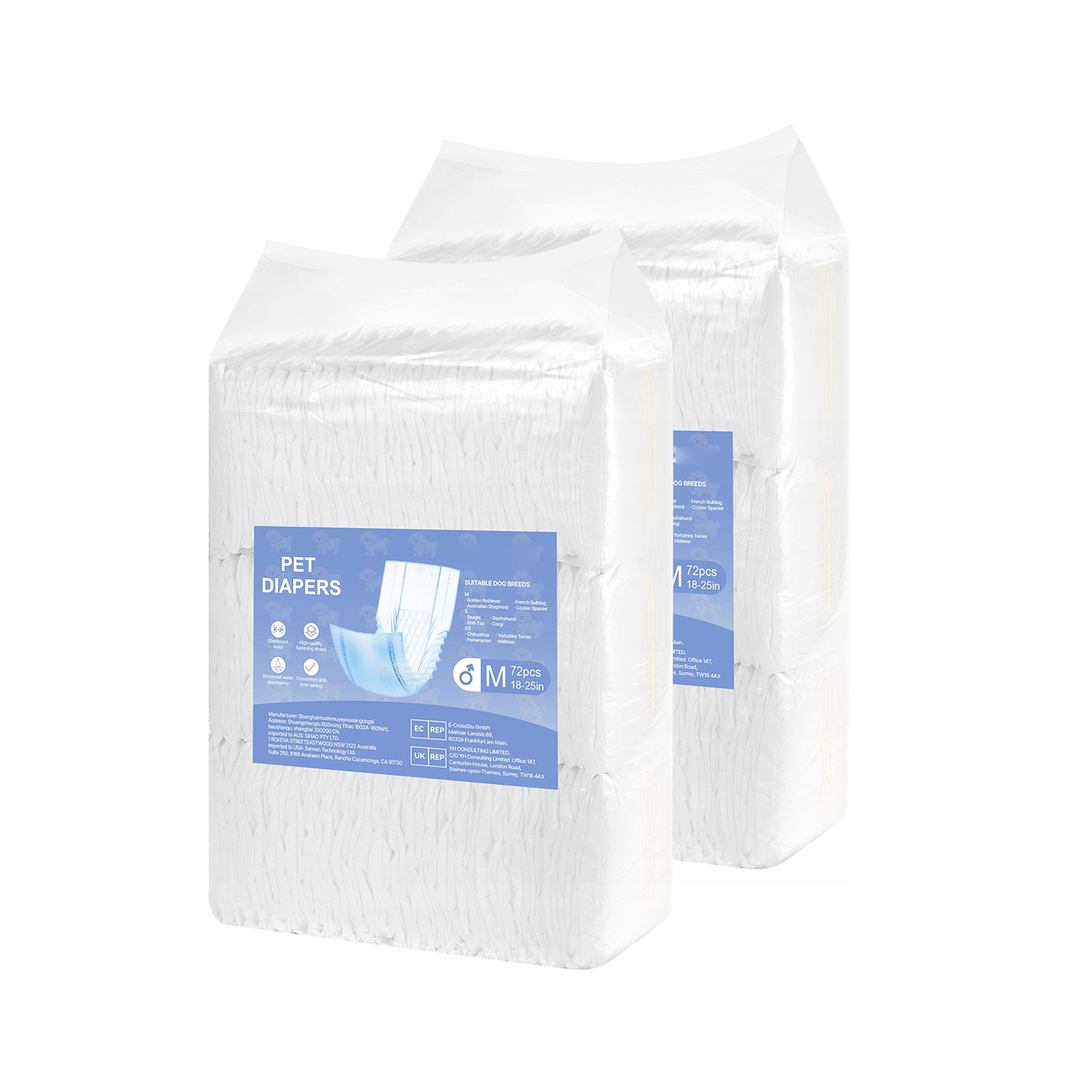 Levně Plenky pro psy 144ks M Velikost Superabsorpční pro psa mužského pohlaví