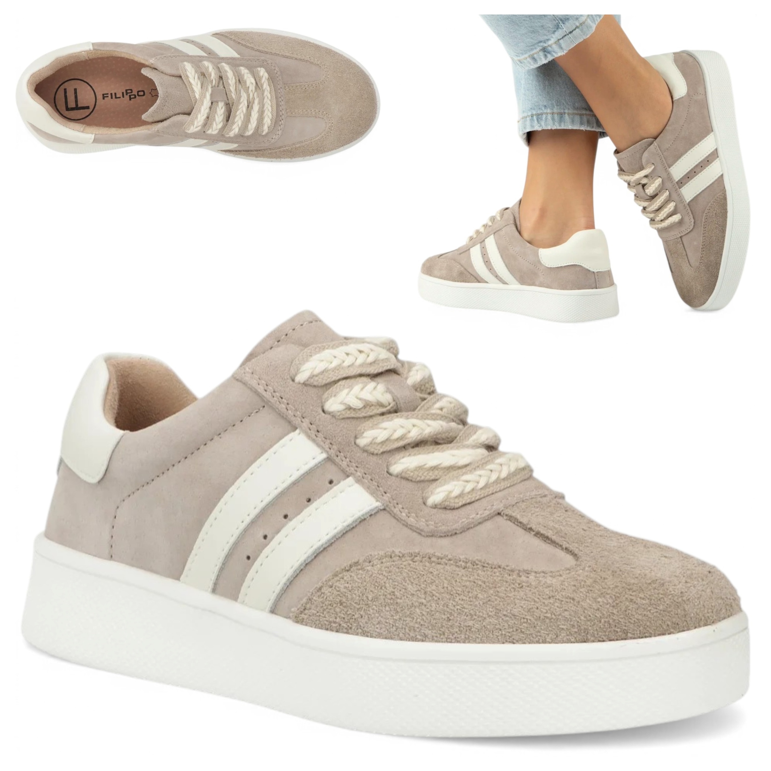 Dámské kožené tenisky 39 Filippo Jarní polobotky Platforma Zavazování