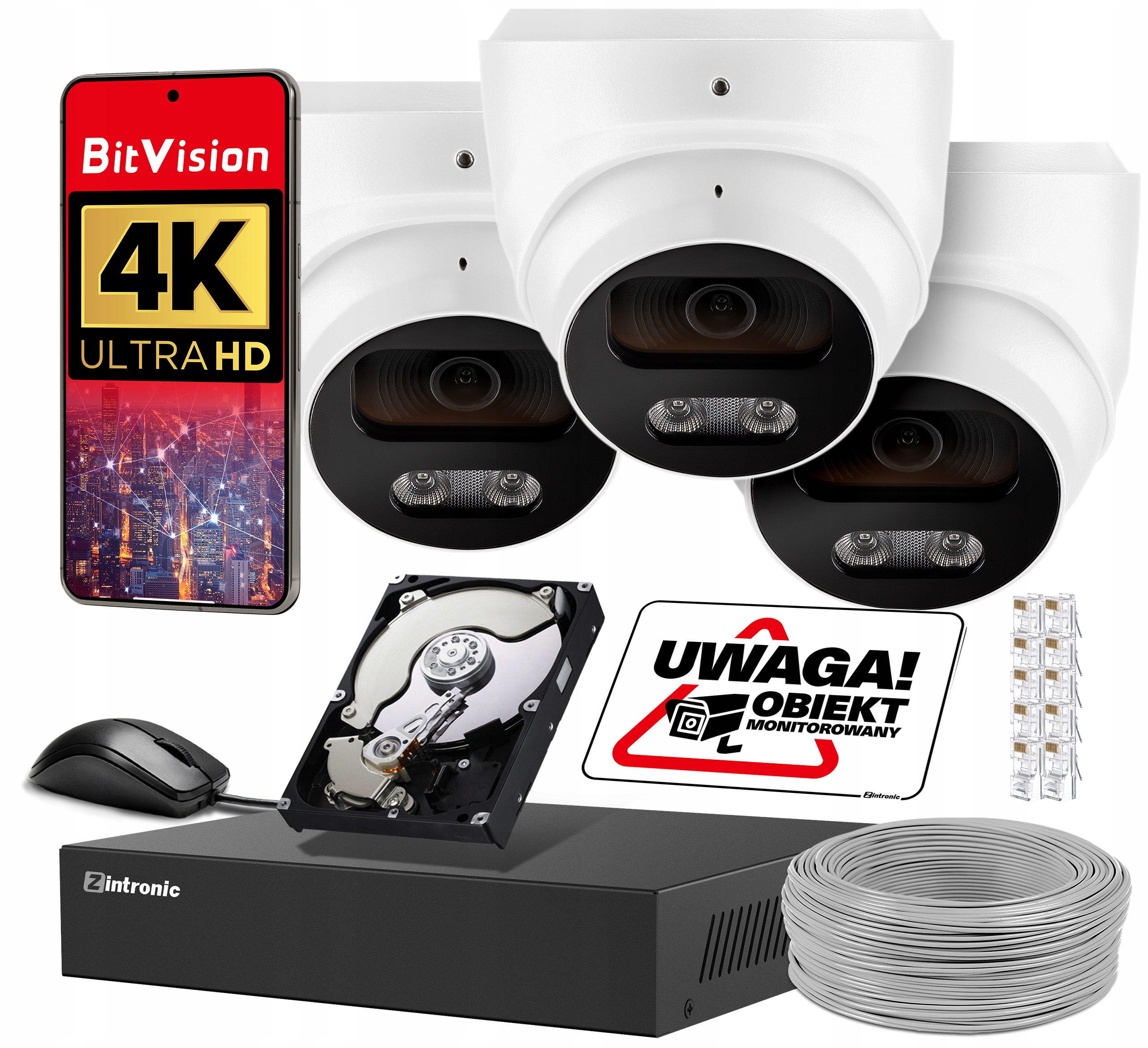 Sada Pro Monitorování Domu 8Mpx Ip Poe 3 Venkovní Kamery Detekce Zvuku