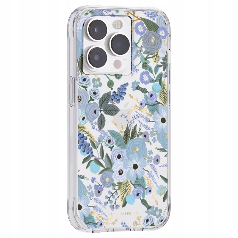 Průhledný papír na pušku – Pouzdro iPhone 14 Pro (Garden Party Blue)