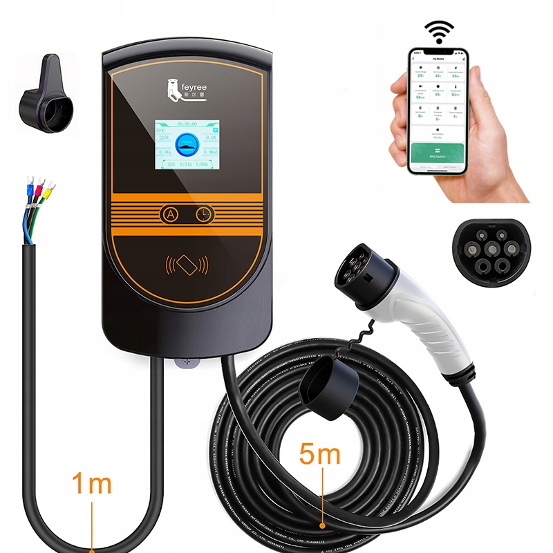 Wallbox 7kw мощность регулируемая зарядное устройство станции с приложением