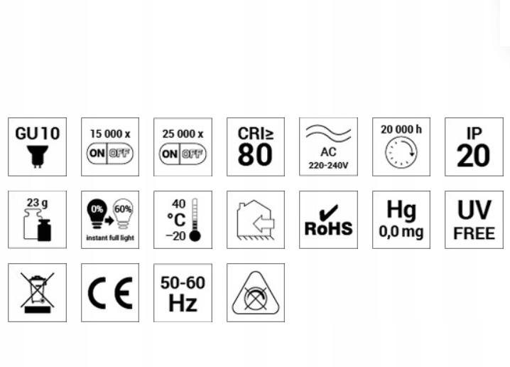 ŻARÓWKA LED GU10 430LM 6,5W WW CIEPŁE ŚWIATŁO WARM Kod producenta ORO01062
