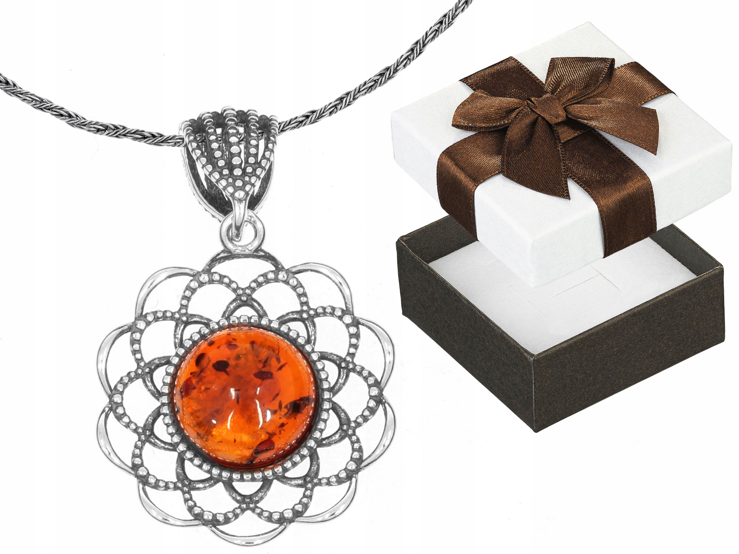 Velký ažurový oxidovaný Kulatý náhrdelník Rozeta Jantar Krátký Choker 30