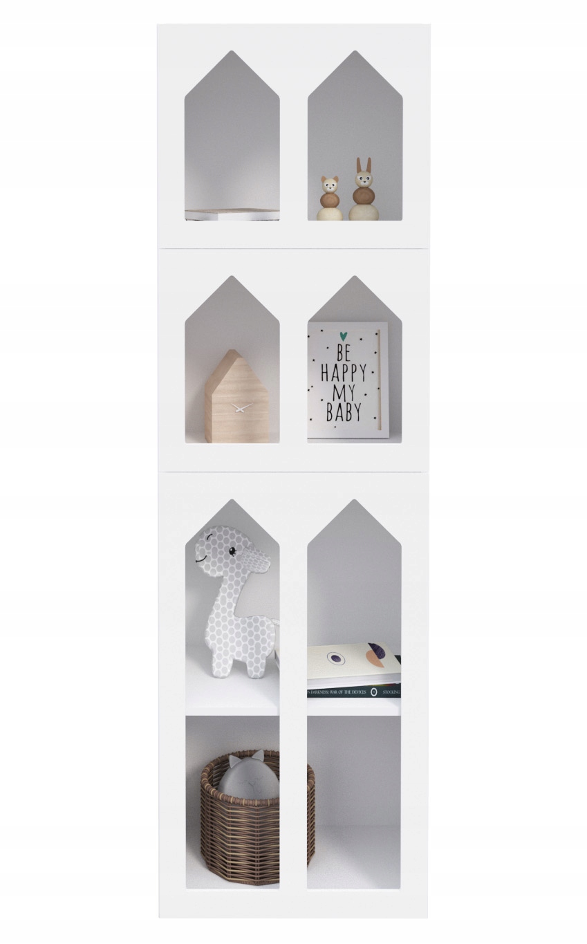 Dekorativní regál 60 cm Police Skříňka Knihy Bílá vitrína domeček