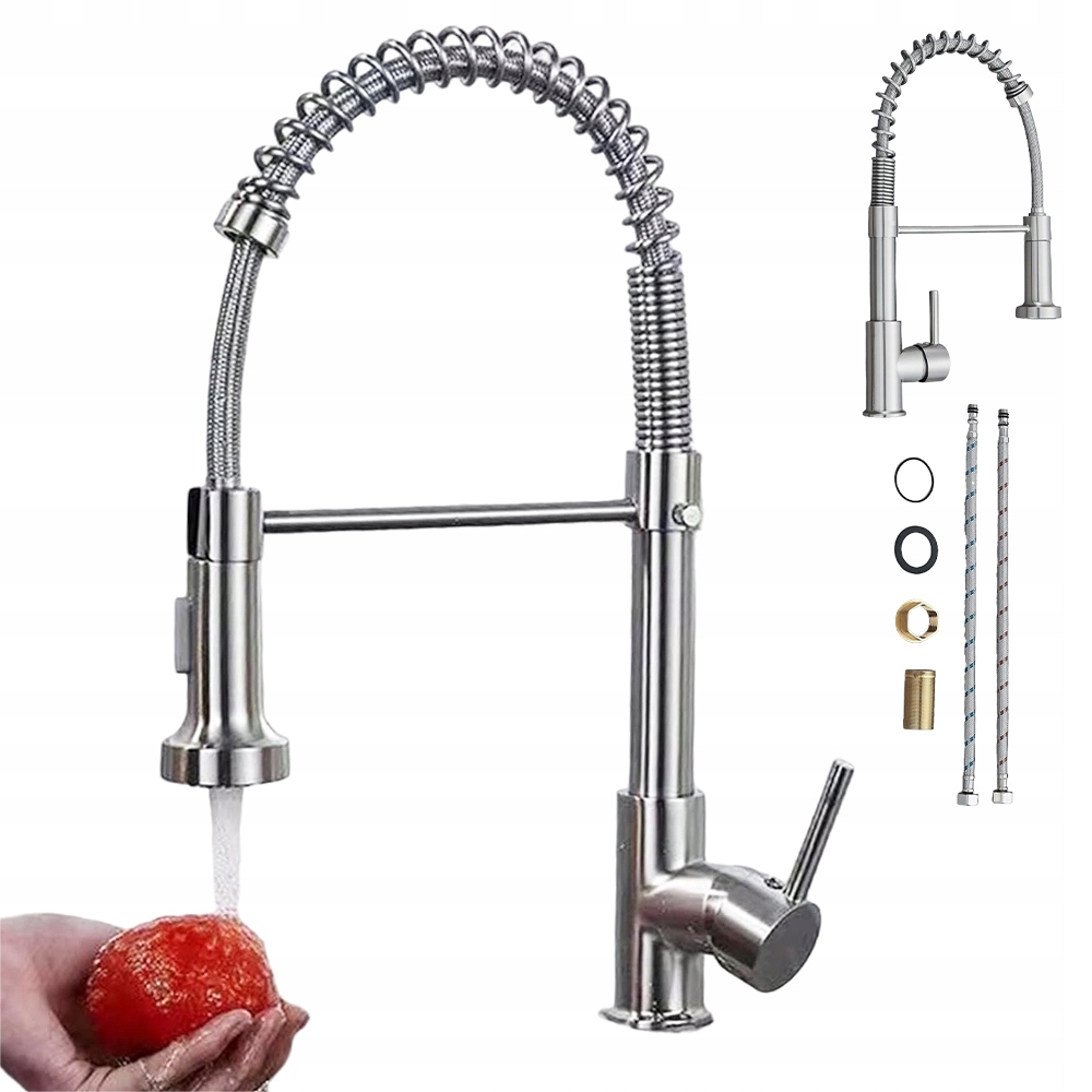 Kuchyňská baterie Nerezová Ocel Vytahovací Sprcha Otáčení o 360 stupňů