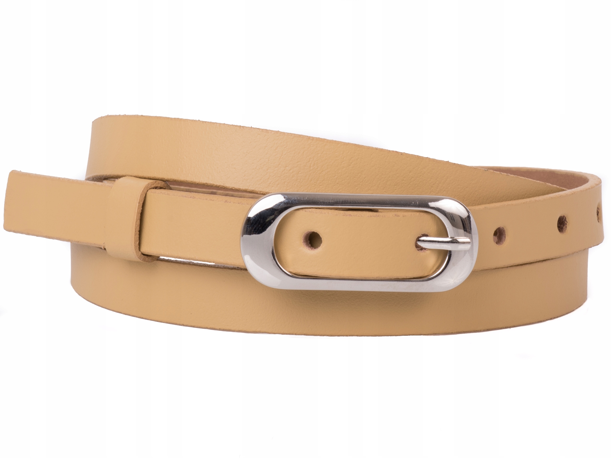 

Damski Skórzany pasek 1,5cm Żółty |80obw