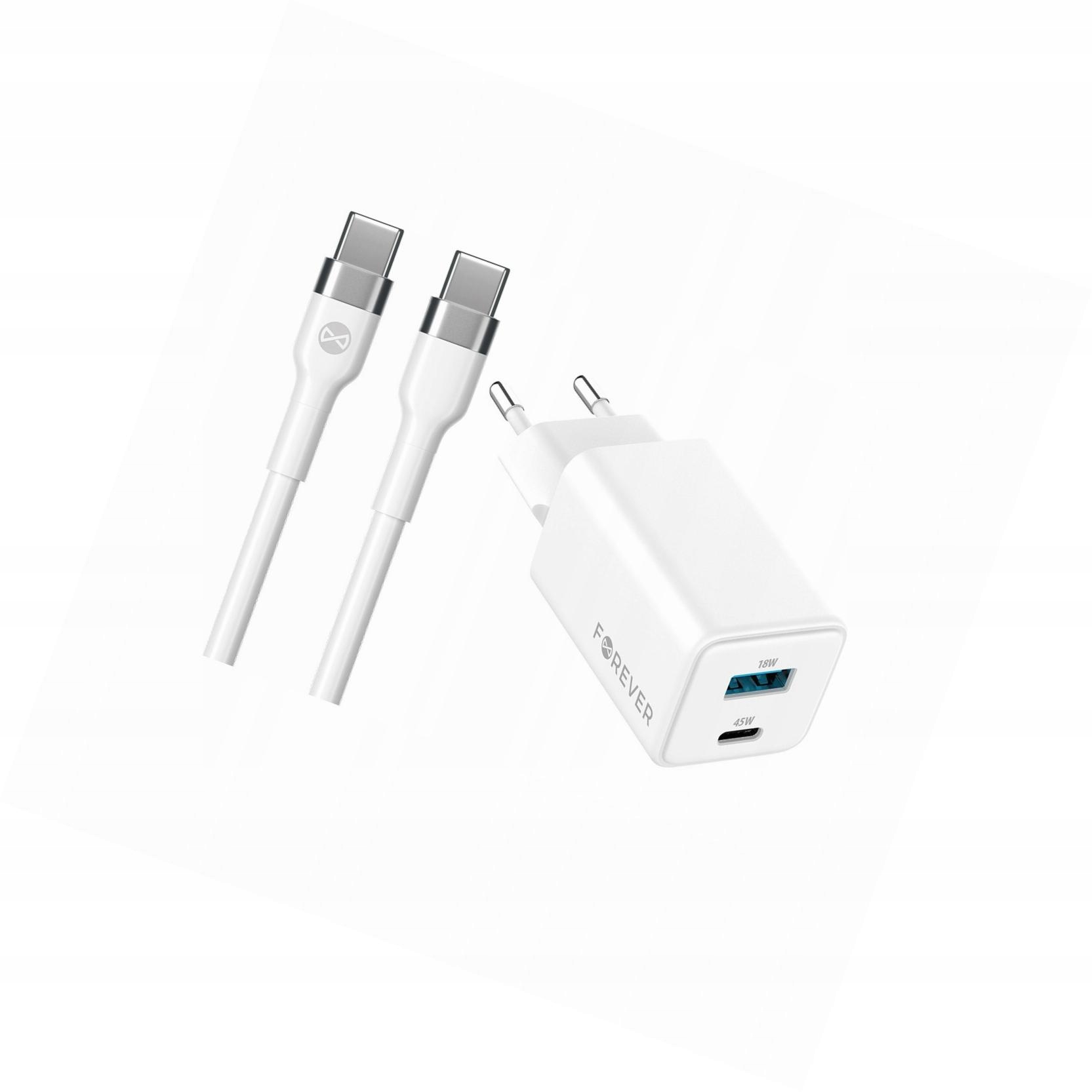 Szybka ładowarka GaN 45W 2 wejścia Usb i Usb-c z kablem do Poco F3
