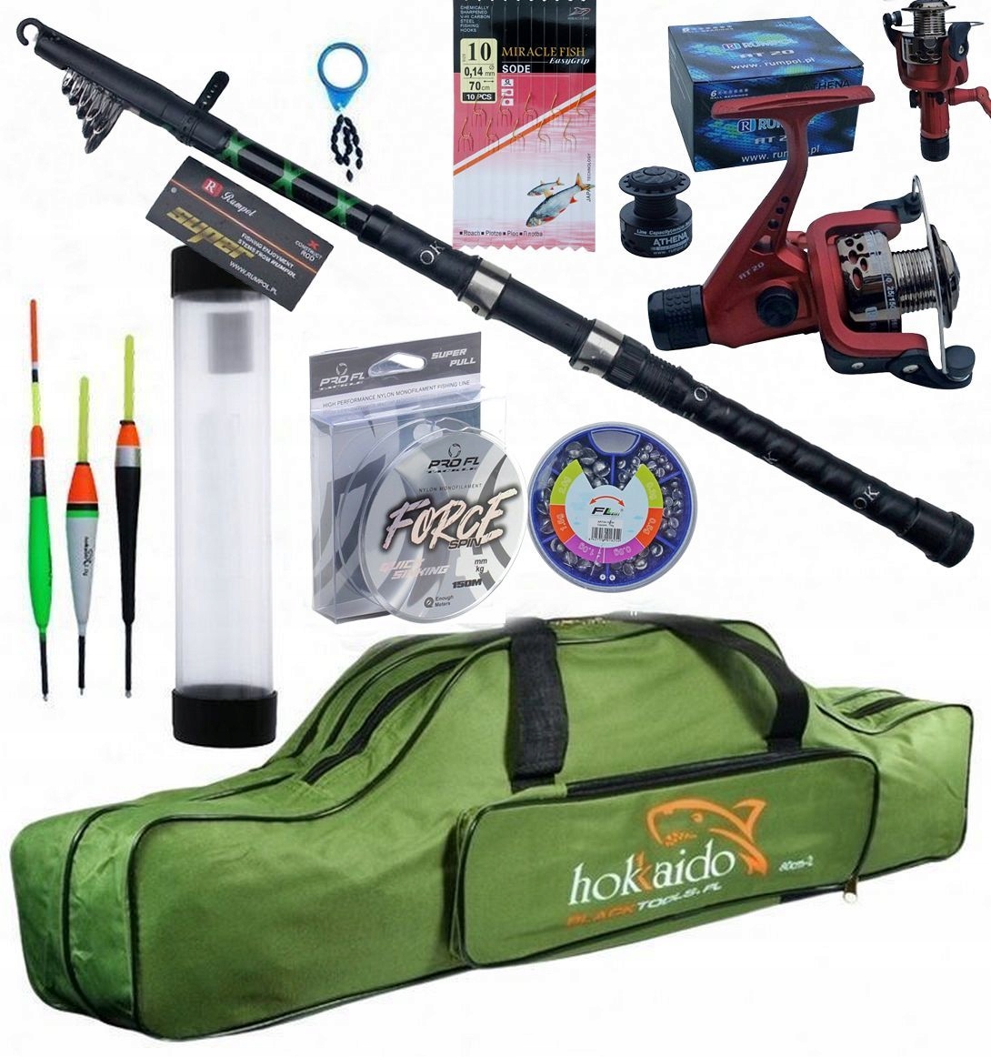 Zestaw Wędkarski Na Spławik Wędka Teleskop 3,6 Pokrowiec Kołowrotek