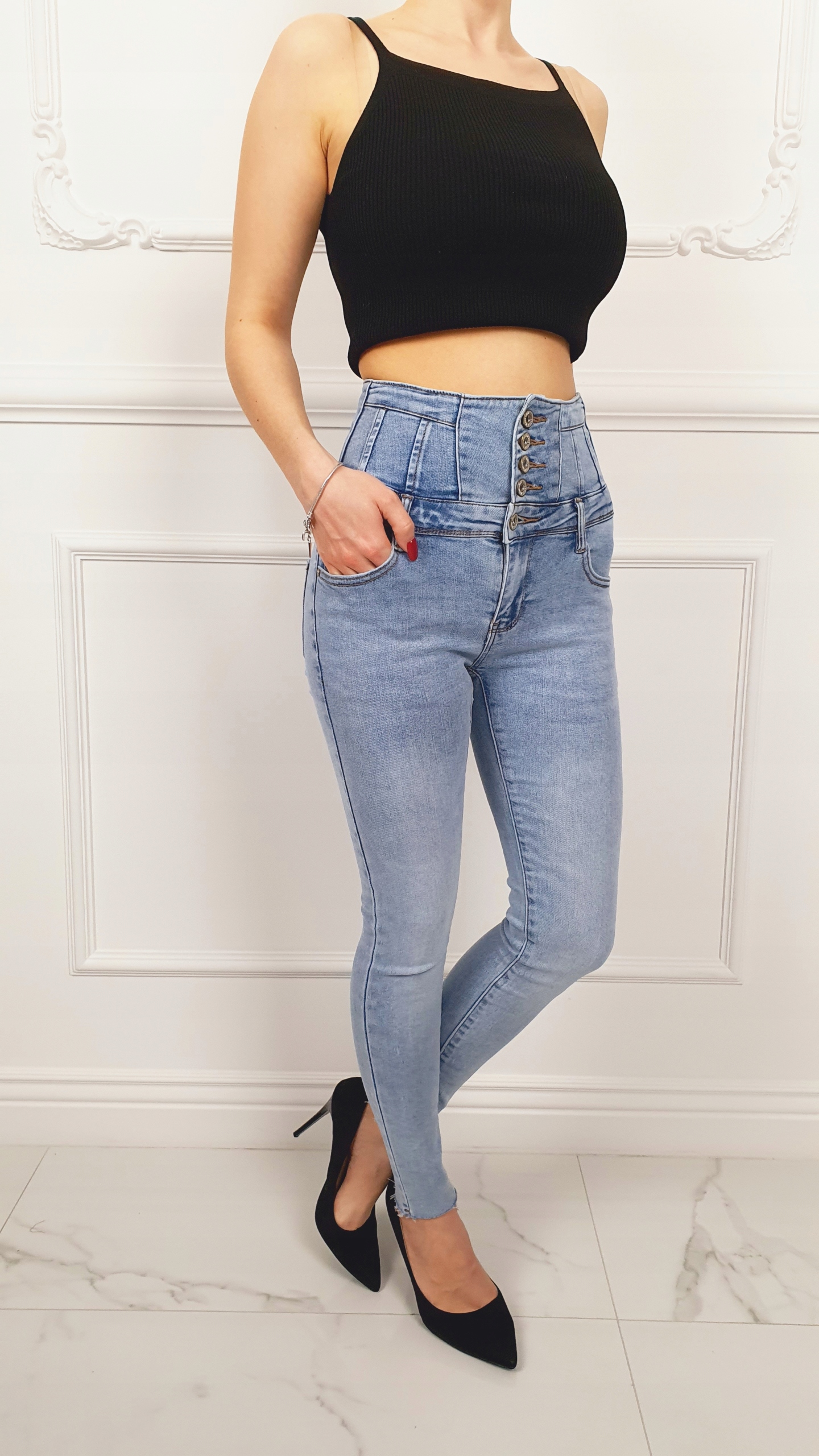 #MŁODZIEŻOWE SPODNIE JEANS DOPASOWANE MODELUJĄCE 3 Materiał dominujący bawełna