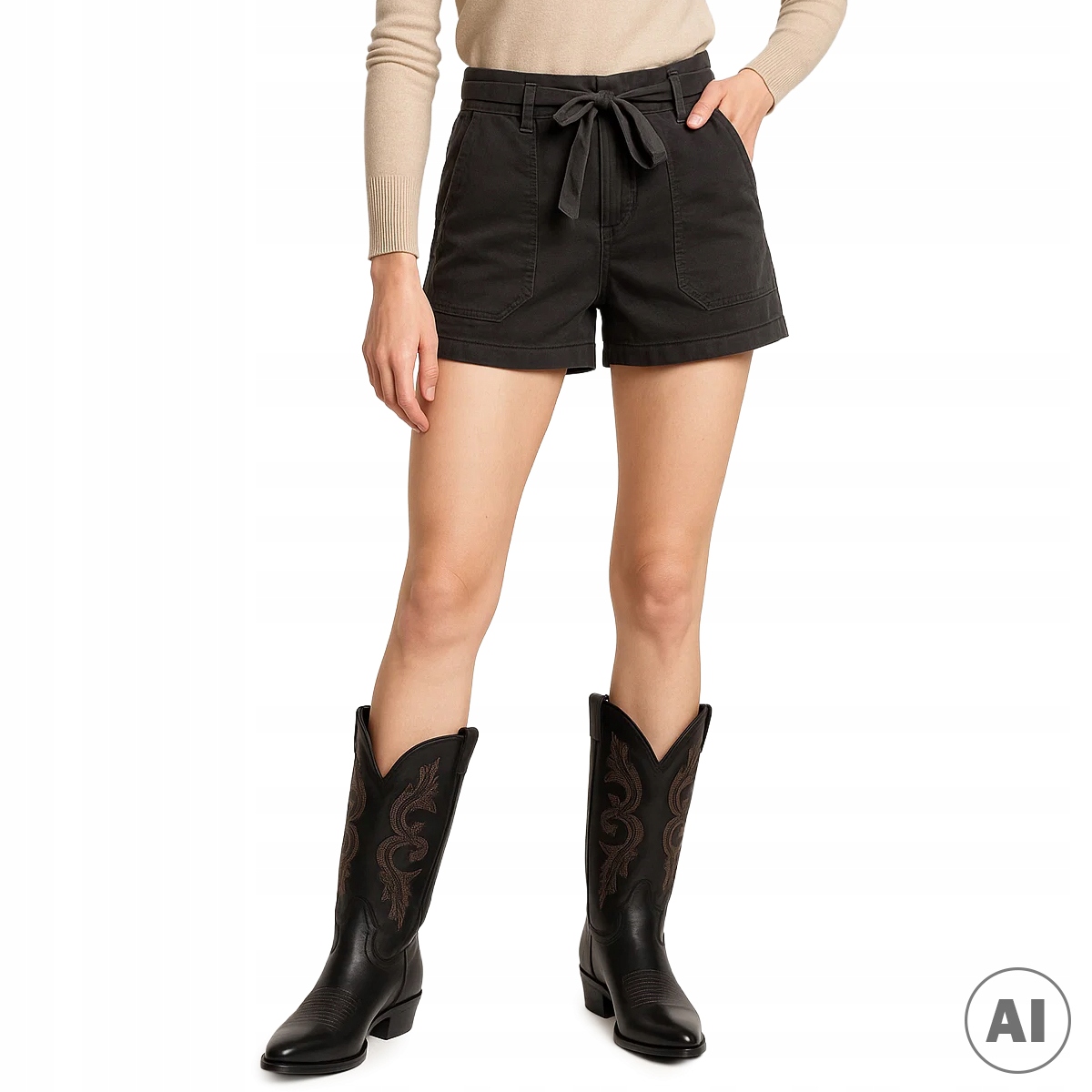 Guess Černé Kraťasy S Páskem A Krátkými Kapsami 38 G_b