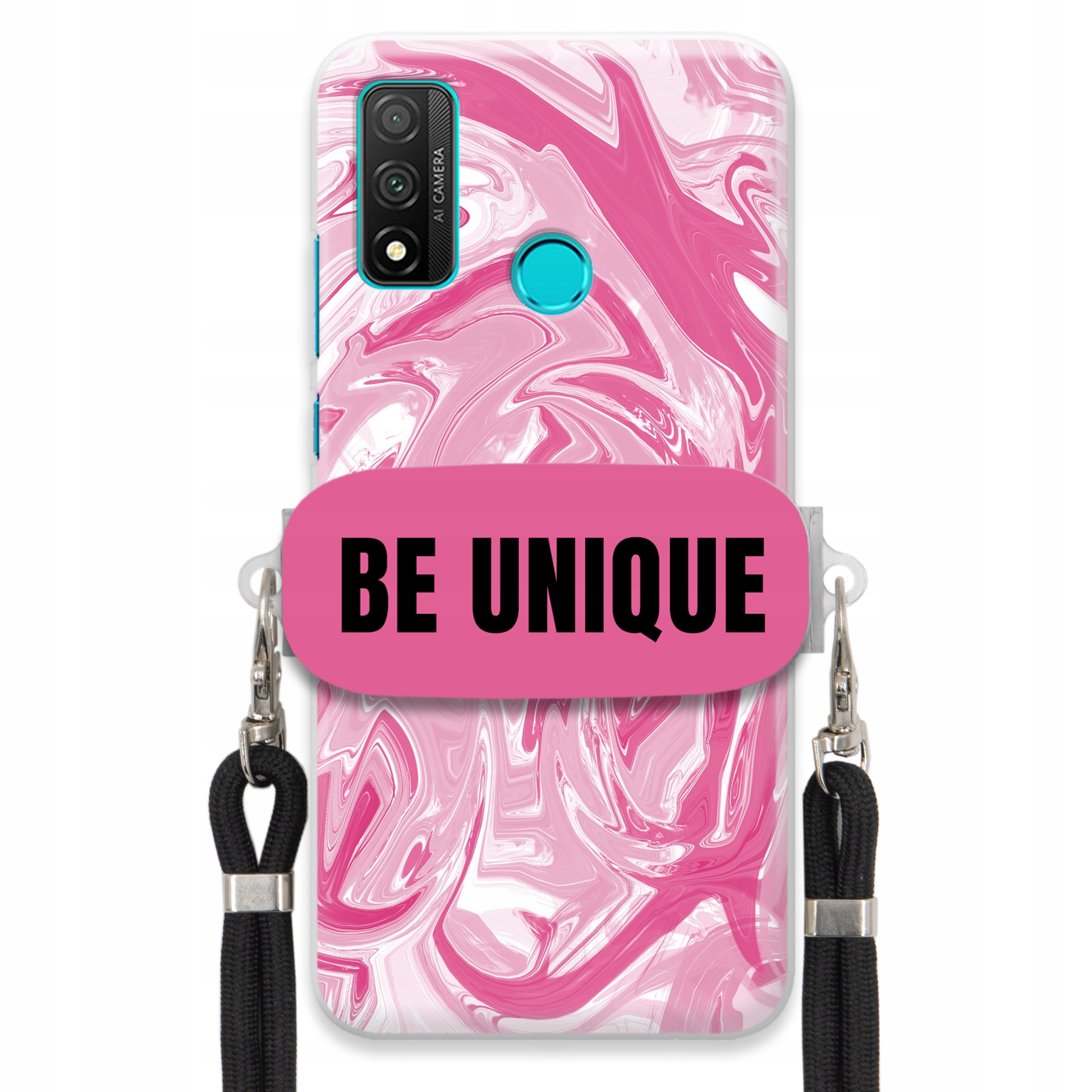 Pouzdro pro Huawei P Smart 2020 Case Uchyt provázku Černá Růže Mramor Unikátní