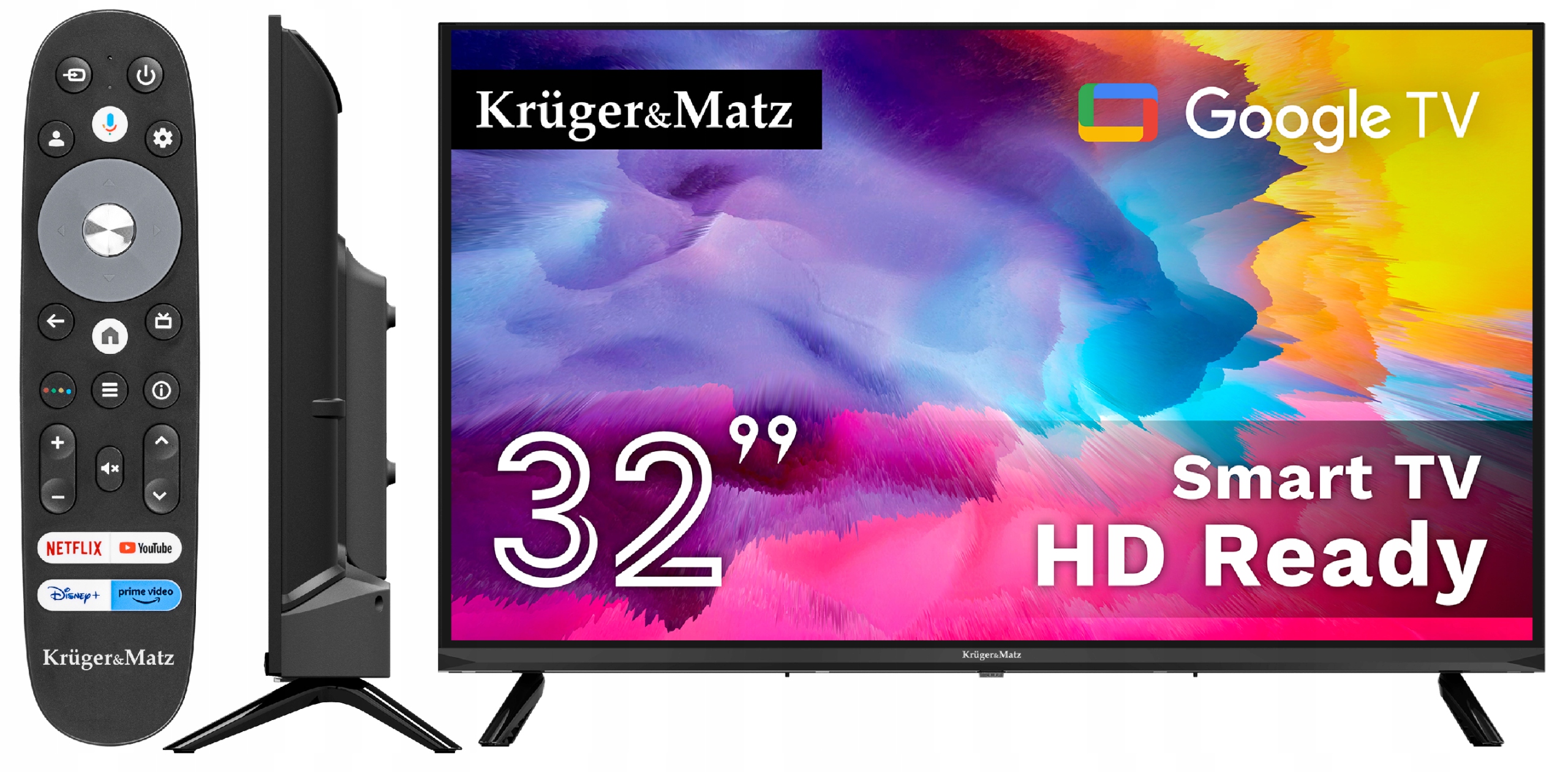 TELEWIZOR LED 32'' KRUGER&MATZ HD SMART TV GOOGLE TV WI-FI DVB-T2 HEVC