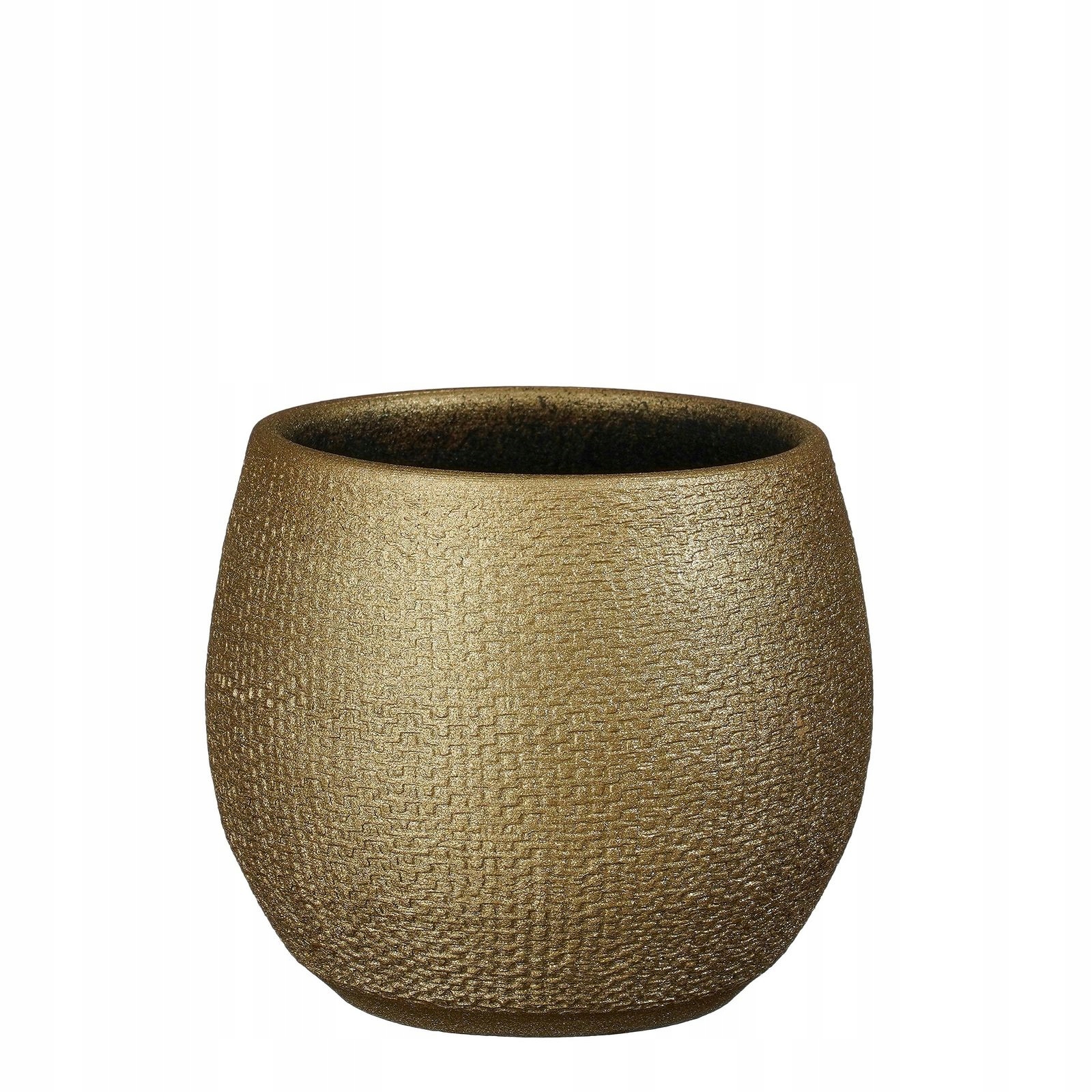 zdobiona ceramiczna osłonka matowe złoto okrągła Porto 17 cm złoty doniczki