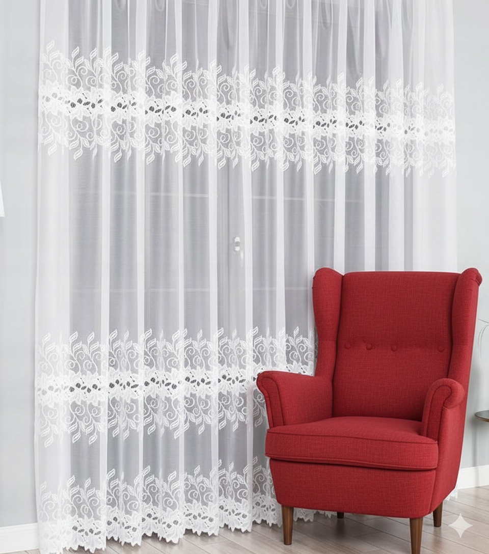 Lacná hotová záclona s klasickou žakár 500x250