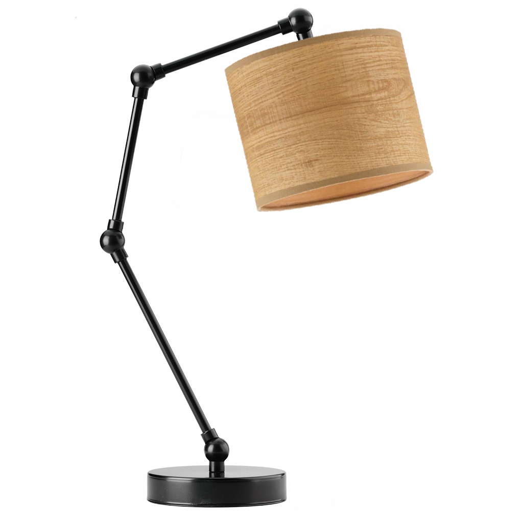 Lampka nocna biurkowa na stolik abażur walec LED E27 fornir