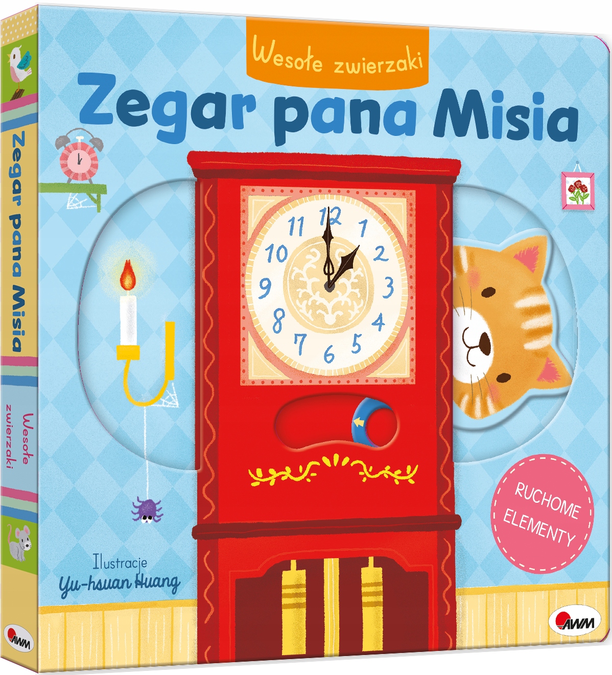 Wesołe Zwierzaki kartonowa książeczka Ruchome Elementy Zegar pana Misia