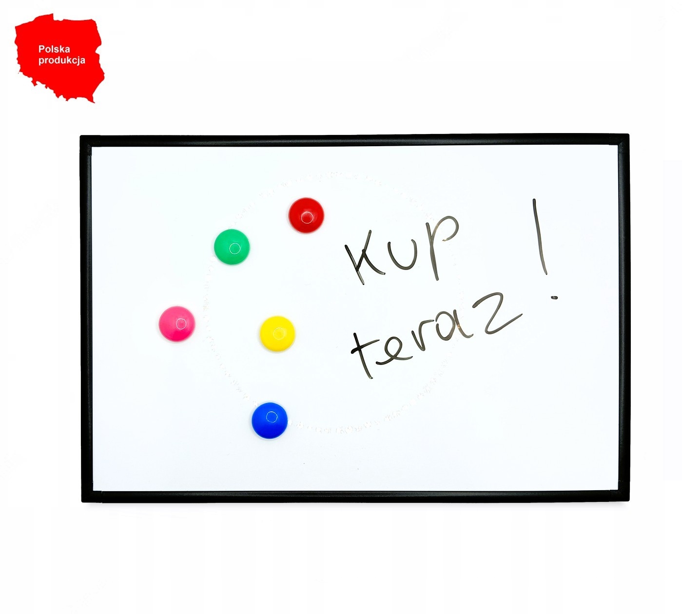 Tablica suchościeralna magnetyczna biała w ramie aluminiowej czarnej 40x30