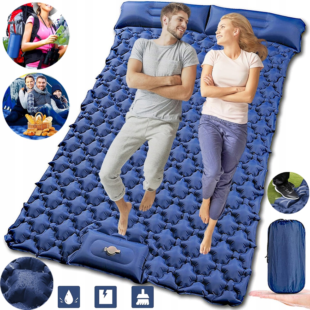 Samonafukovací Dvoulůžková Matrace 200*120 CM S Polštářkem Pro Kempování A Cestování