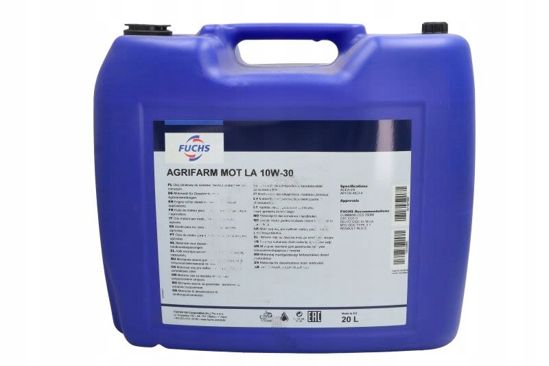 Motorový olej Agrifarm (20L) 10W30 Api Cj Fuchs Agrifarm Mot La 10W30 20L