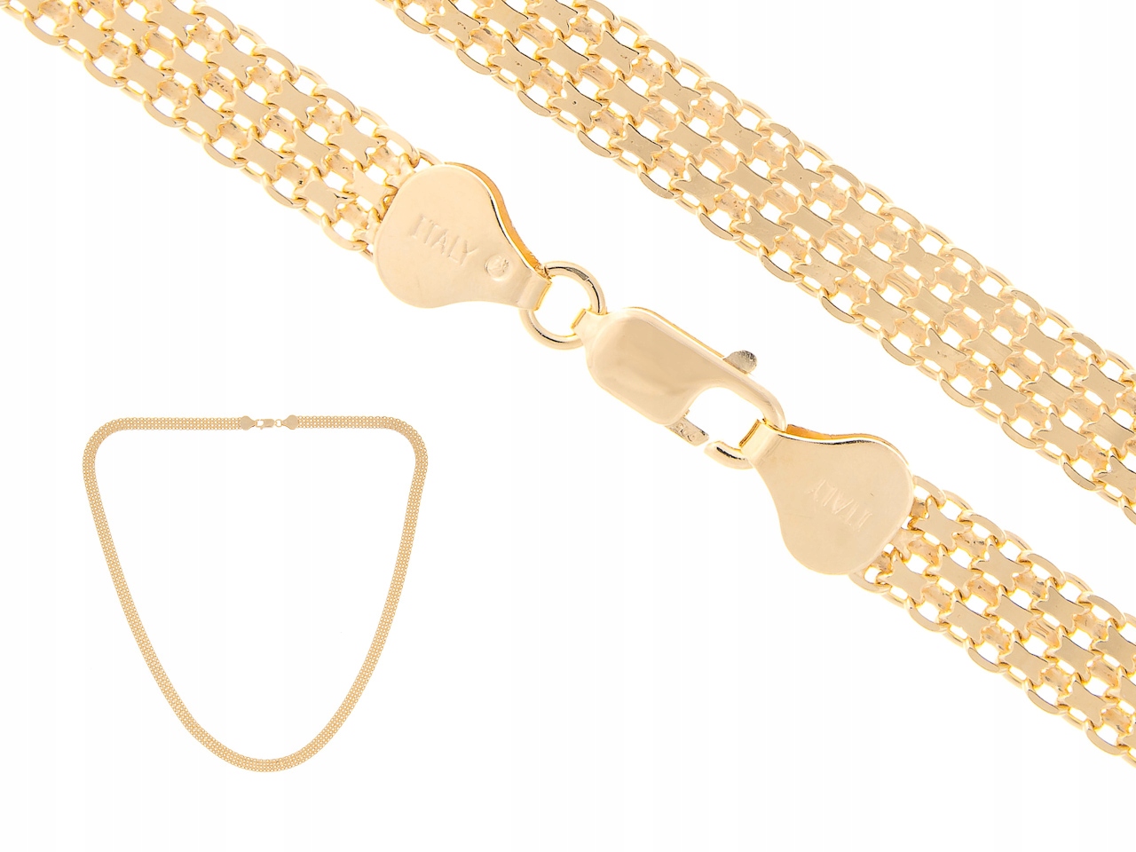 Stříbrný Řetízek Bismarck Pozlacený 45 CM 6 MM Italy Dárek