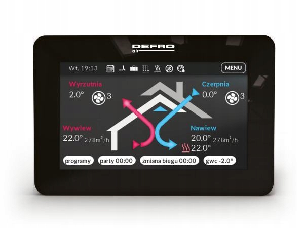 Рекуператор Defro DRX 500 PLUS V-E + панель диапазон классов энергоэффективности A + - G