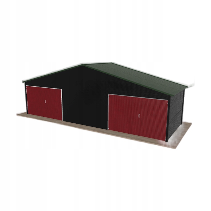 Plechová garáž 9x3 m dvoupolohová, dvoupolohová, černá