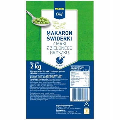 Metro Chef Těstoviny fusilli ze zeleného hrášku 2 kg