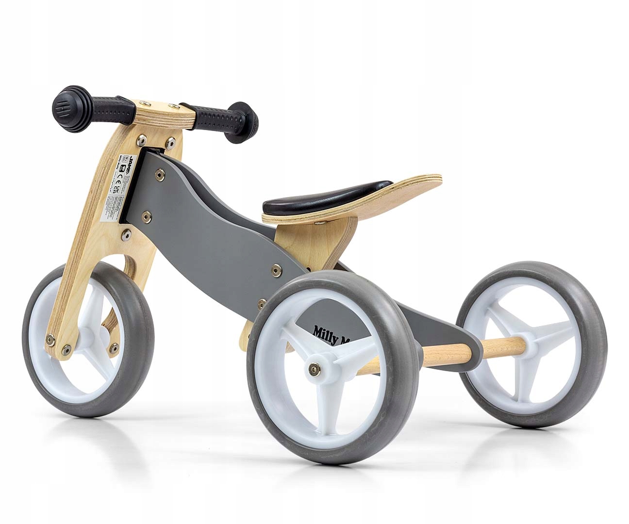 Rowerek Jake Classic Grey Jeździk Drewniany Szary Biegowy 2-3 Koła Drewno