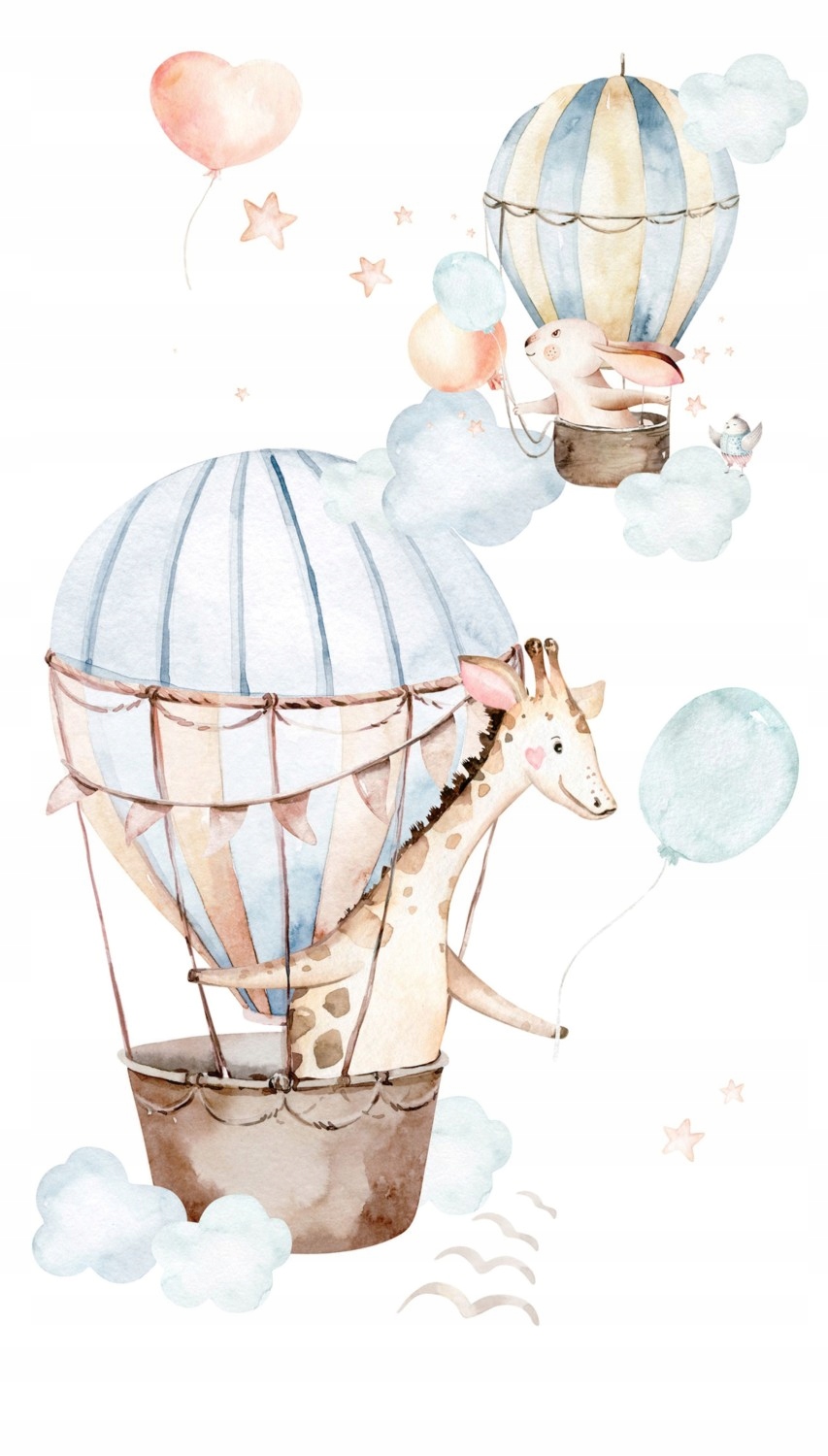 Nástěnný panel Žirafa v balónu, pohádkový motiv pro děti 364910 Rasch