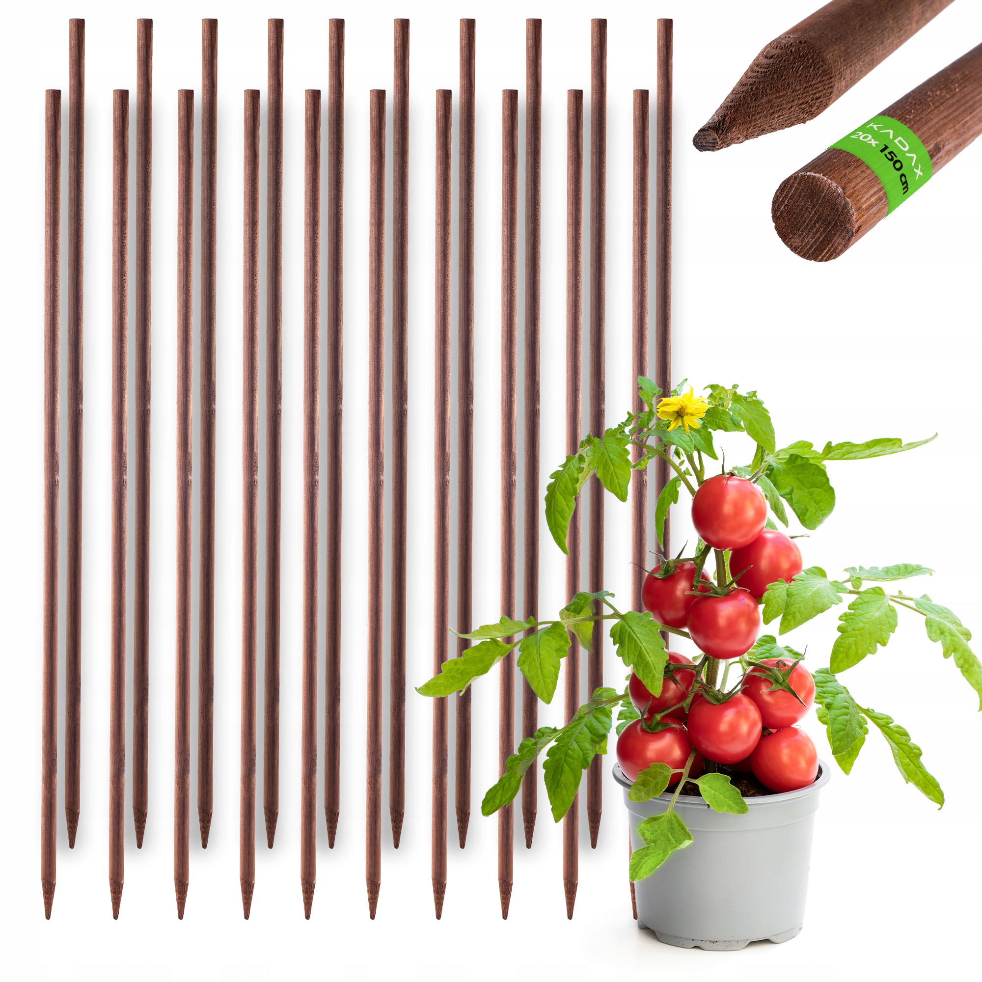 Drevené Paliky Impregnovaná Palička 150 cm Podpora Rastlín Palica 20ks