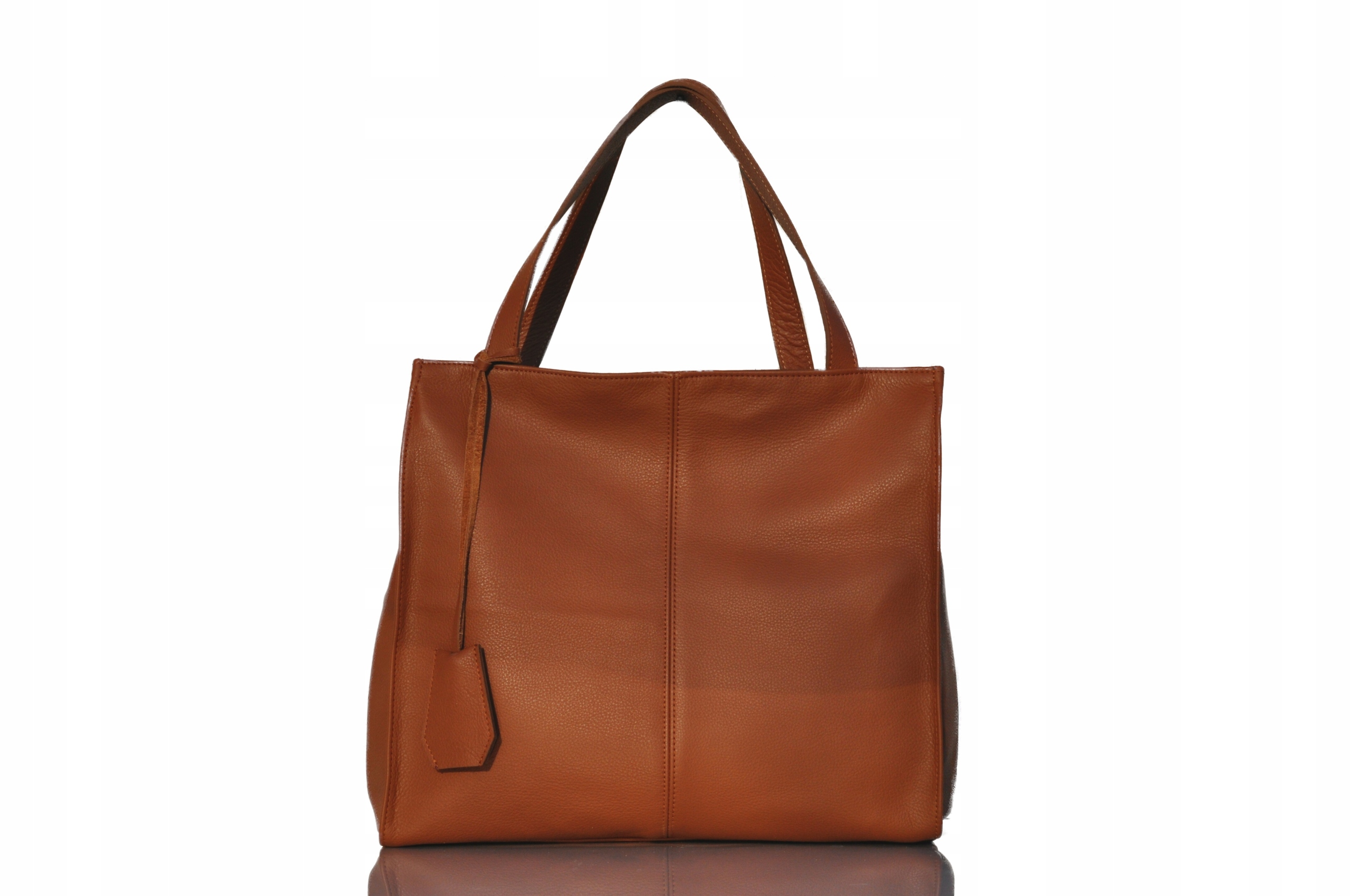 WŁOSKA TOREBKA SHOPPER SKÓRZANA NA RAMIĘ A4 RUDA Marka inna