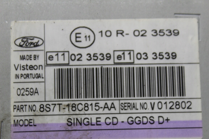 RADIO FORD MONDEO IV MK4 Numer katalogowy części 8S7T18C815