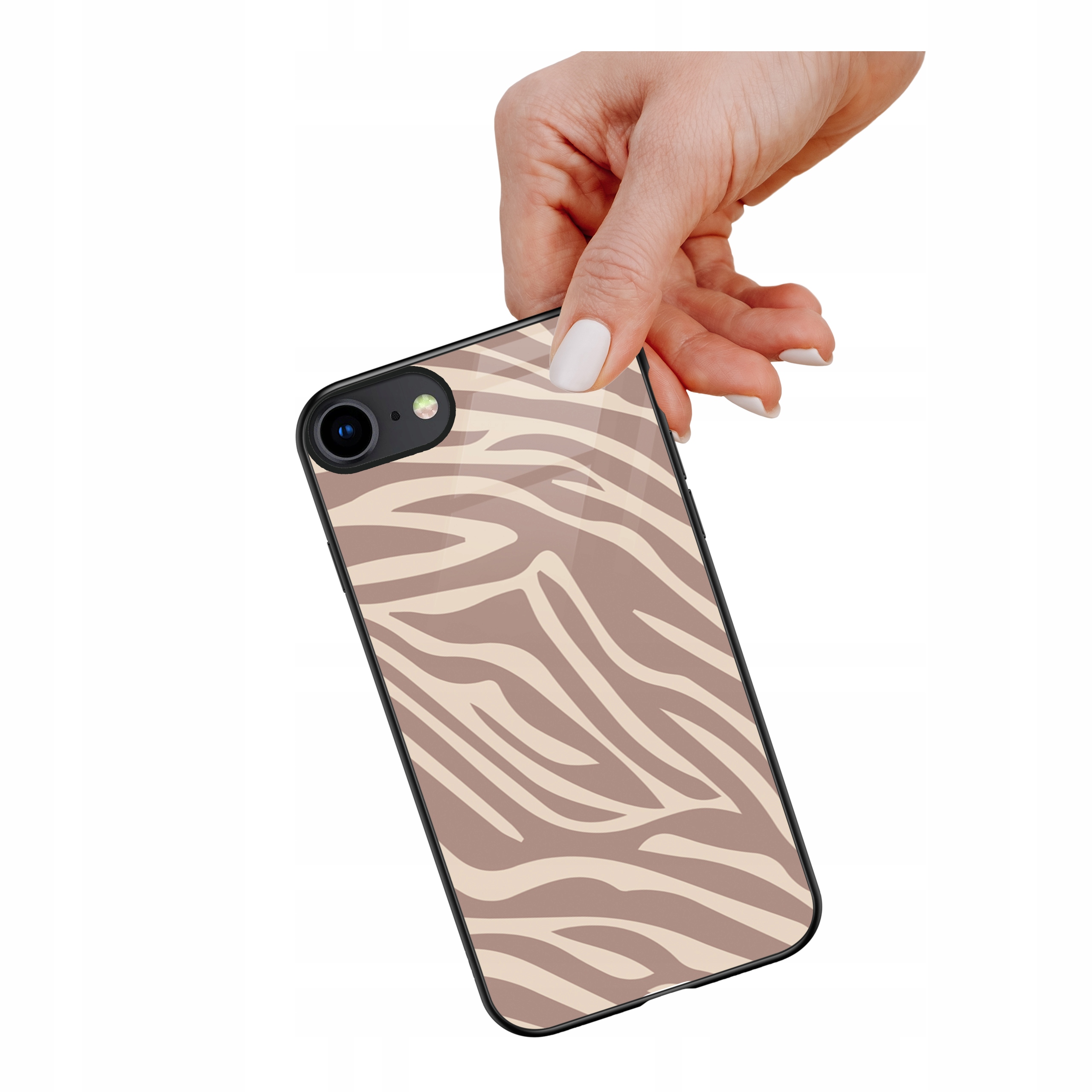 Etui szklane ceramiczne do iPhone 17e Zebra ciemny beż