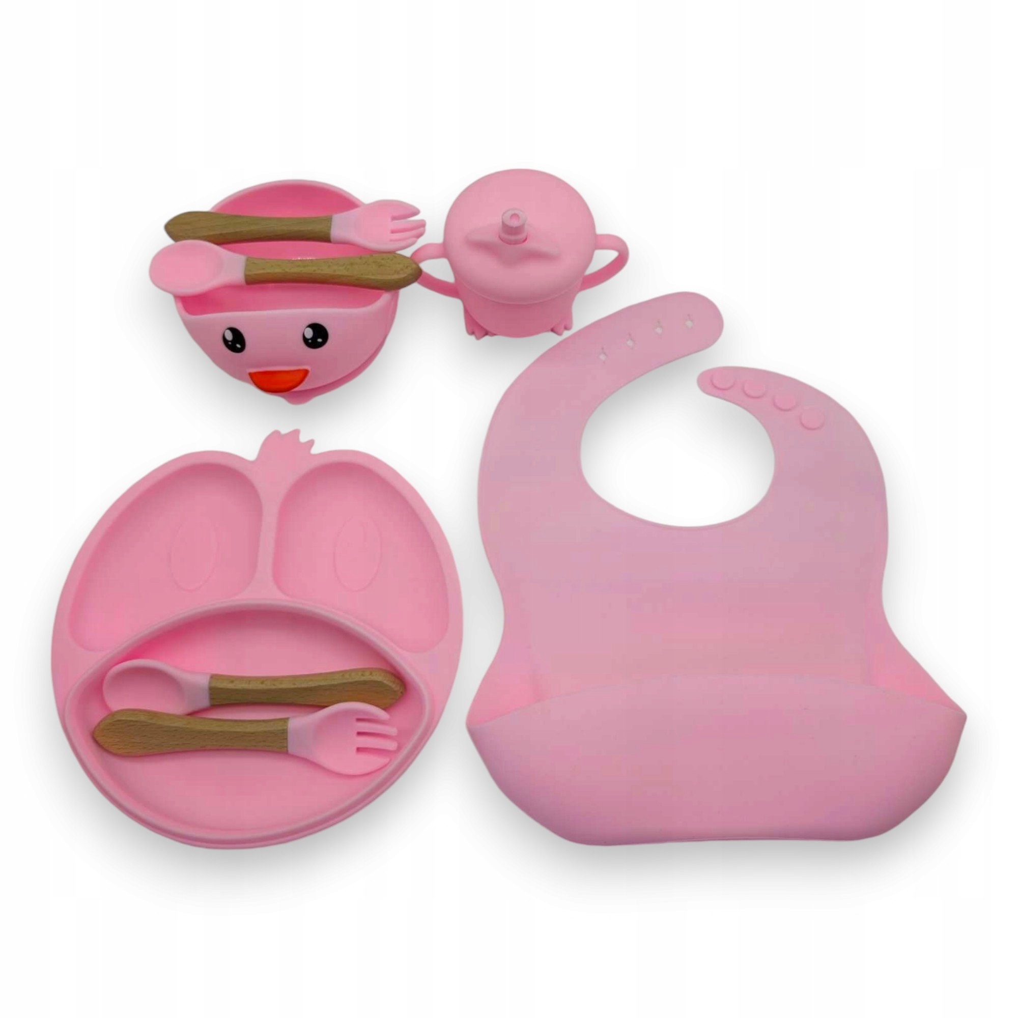 Miseczka z przyssawką silikonowa Miseczki dla niemowlaka komplet naczyń BLW Kolor różowy