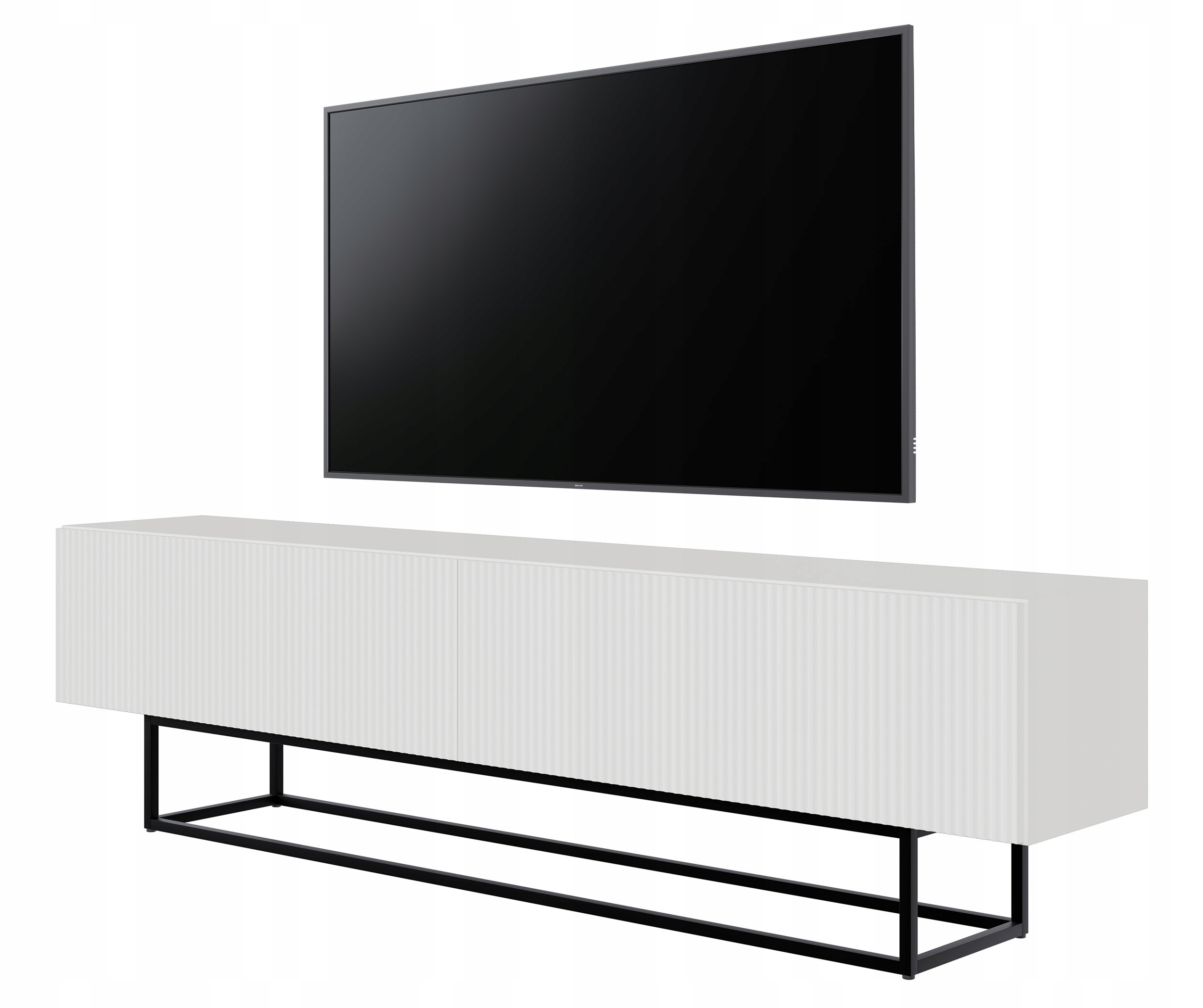 Rtv skříňka Veldio 175 cm bílá s černými nohami Selsey Design