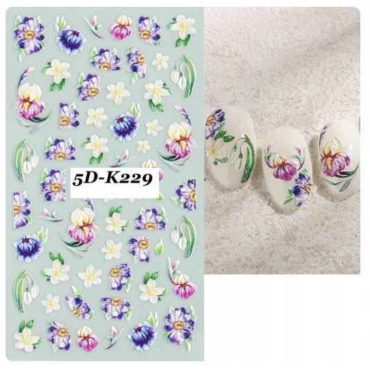 NAKLEJKI NA PAZNOKCIE SAMOPRZYLEPNE KWIATY 5D