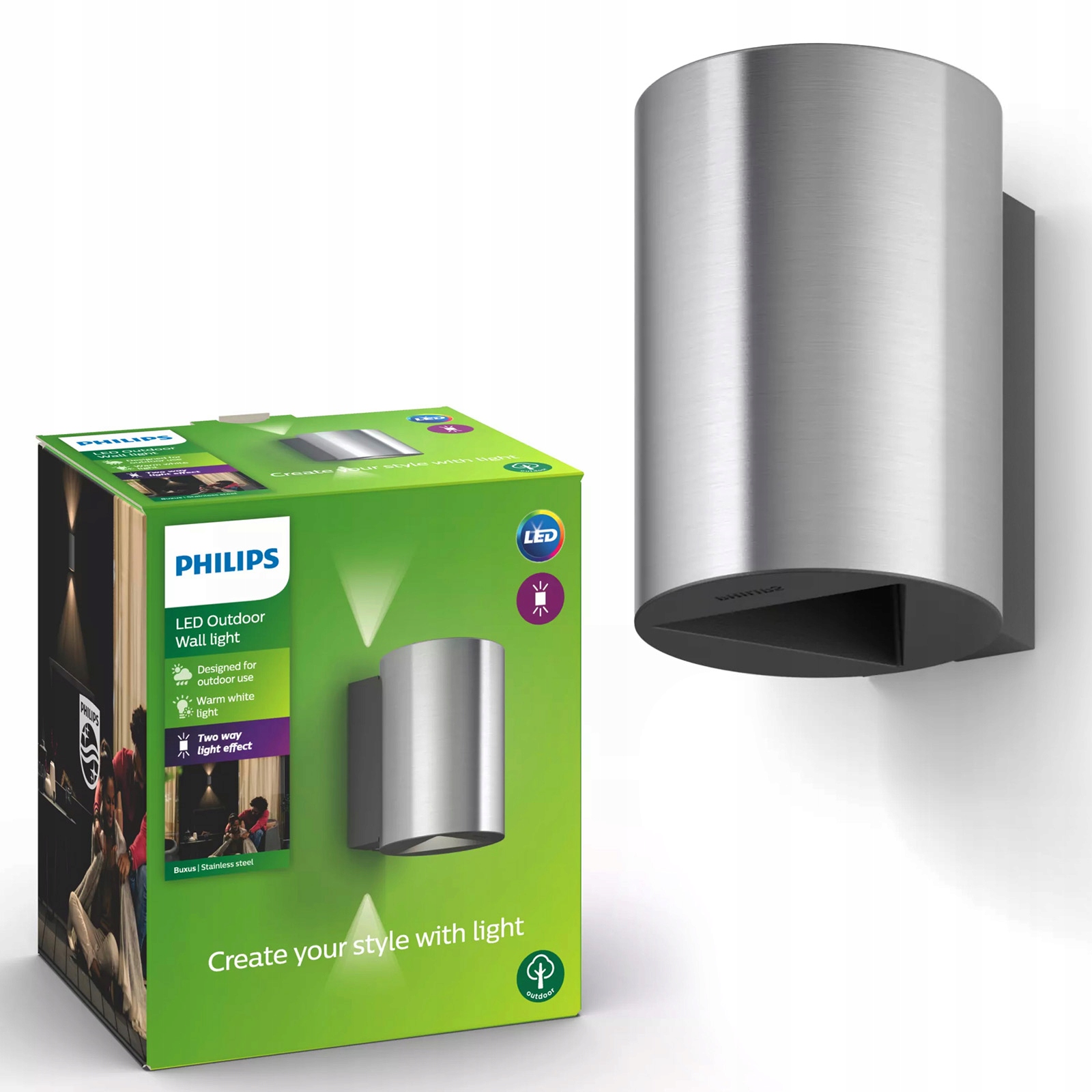 Led záhradná lampa Fasádna nástenná Buxus 2x4,5W 2700K IP44 Philips